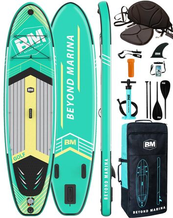 BEYOND MARINA Sup Board: Надувний сапборд для плавання, 320x81x15 см, зелений, з веслом, насосом та рюкзаком