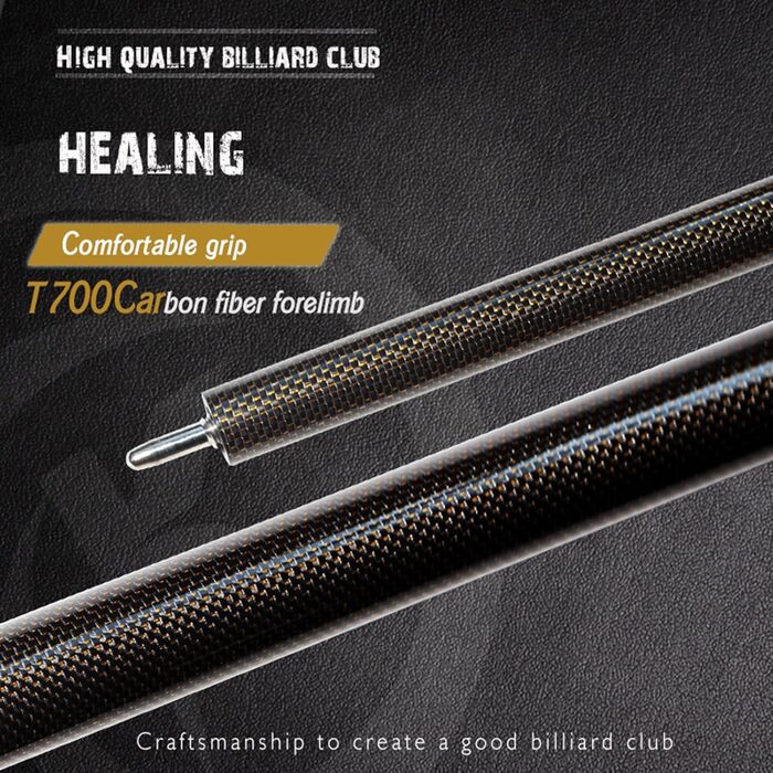 Кю (бик) для більярду KHEALING з карбону, 58 дюймів, 1/2-дюймова структура, 3-зубчастий з'єднувальний елемент, 12.4 мм наконечник, 540-567 г, для професійних гравців (жовтий)