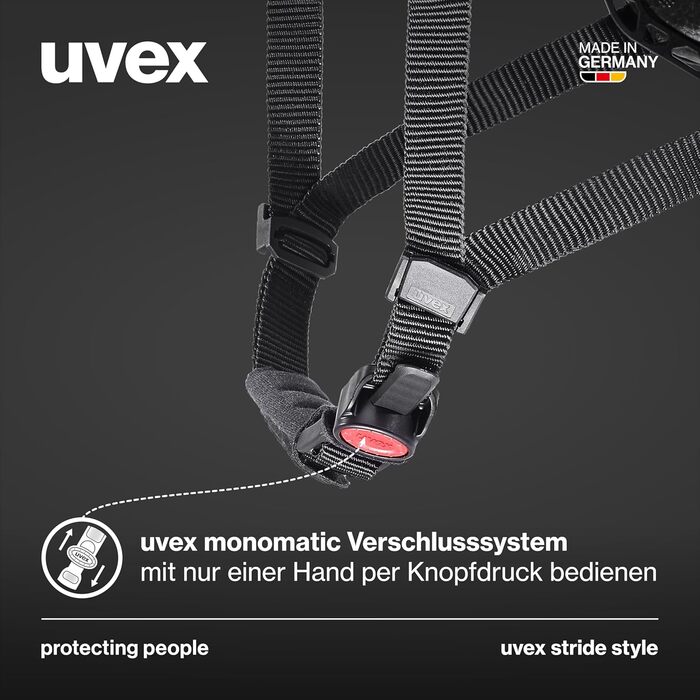 Велосипедний шолом Uvex Stride Style, універсальний, чорний матовий, 59-61 см, індивідуальне регулювання розміру, надійний та безпечний