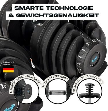 Регульовані гантелі BRAINGAIN, 15-17 кг, Smart-Click, антиковзний грип, 2 шт. по 40 кг