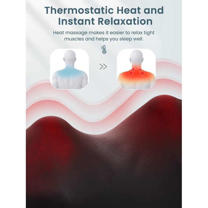 Масажер для шиї Careboda з підігрівом, 3 швидкості, електричний Shiatsu масажер для зняття болю в шиї та плечей. Ідеальний подарунок для водіїв та офісних працівників, чорний