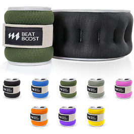 Обважнювачі на щиколотки та зап'ястя 0,9 кг BeatBoost для жінок і чоловіків, регульовані ремені, для ходьби, пілатесу, тренувань, фітнесу, аеробіки, зелений колір