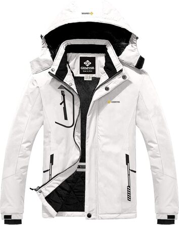 Куртка гірськолижна чоловіча GEMYSE, водонепроникна, вітронепроникна, з підкладкою, зимова, з капюшоном, для спорту, відпочинку, активного відпочинку (біла, XXL)