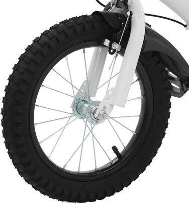 Дитяче велосипед 14 дюймів з додатковими колесами та кошиком, для дітей 3-7 років, регульоване по висоті, з подвійним гальмом, для дівчаток та хлопчиків (білий)