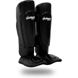 Захист для гомілки Gladiator FIGHTWEAR 76 Profi чорний, з малим принтом, професійний щиток для єдиноборств