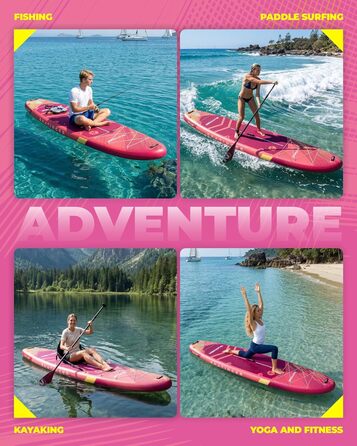 Надувний SUP-борд Skatinger для йоги та прогулянок, 289x86.4x15.2 см, червоний метеорит. Рюкзак 1600D, D-кільця, ремінь.
