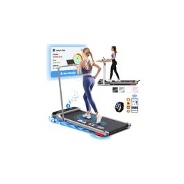 Електрична бігова доріжка BLACK LORD MS2H з нахилом 9%, 3.2 к.с., Walking Pad 4-в-1 для дому та офісу, 12 програм, вбудований динамік, до 140 кг, срібляста (з поручнем)
