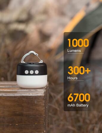 LED кемпінгова лампа ZMNT: перезарядна, димерна, магнітна, для походу, намету, аварійні ситуації, чорний
