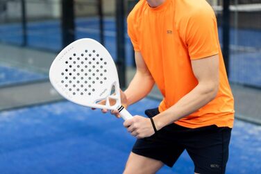 Падельна ракетка VirtuFit Fusion Pro для початківців і досвідчених, гібрид, біло-срібляста