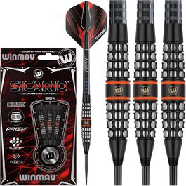 Дротики WINMAU Sicario 23 г вольфрамові для дартсу, стілтіп, професійні, з хвостовиками та оперенням