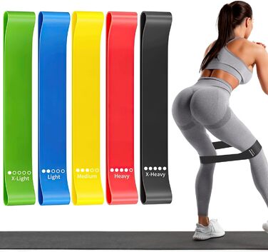 Набір еластичних стрічок для фітнесу (рожеві, 5 шт.)