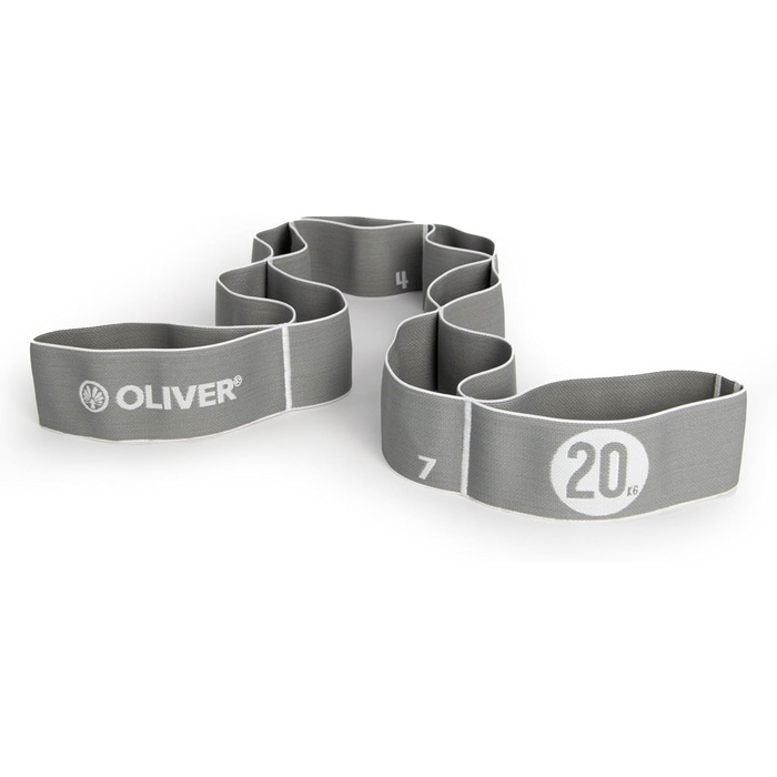 Еластична фітнес-стрічка Oliver Tex-O Maxiband 118 см з 8 петлями, для тренувань, реабілітації, йоги, прана, посилена, різні рівні жорсткості, можна прати