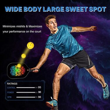 Набір для піклболу: 2 ракетки з серцевиною з волокна, 4 м'ячі та сумка. Підходить для дорослих та дітей, початківців