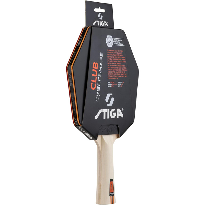 Стіга Клуб Сайбершейп - пінг-понгова ракетка для початківців, 5-шарове дерево, накладка Star Club, велика зона удару, найкраще технічне навчання з самого початку