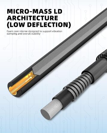 Карбоновий шафт для більярдного кия KONLLEN Low Deflection з Pro-Taper, 11.5/12.5 мм, з'єднання Uni-Loc, 74 см, чорний