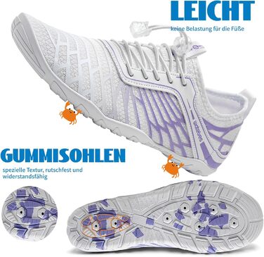 Шкарпетки для плавання та водних видів спорту WateLves: чоловічі та жіночі, швидковисихаючі, унісекс, білі та фіолетові, 41 EU