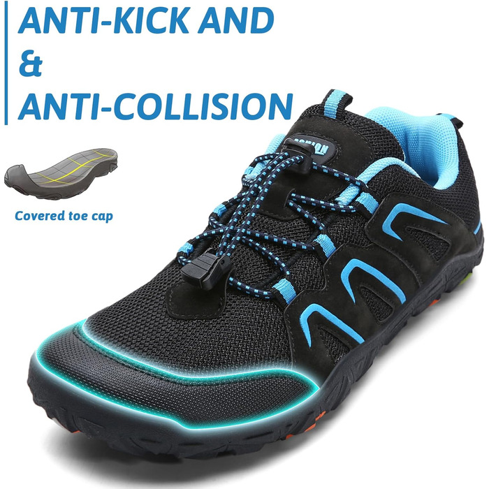 Дитячі трекінгові черевики Littleplum для хлопчиків, підошва для босоногих, дихаючі, антиковзні, чорно-сині, 35 EU