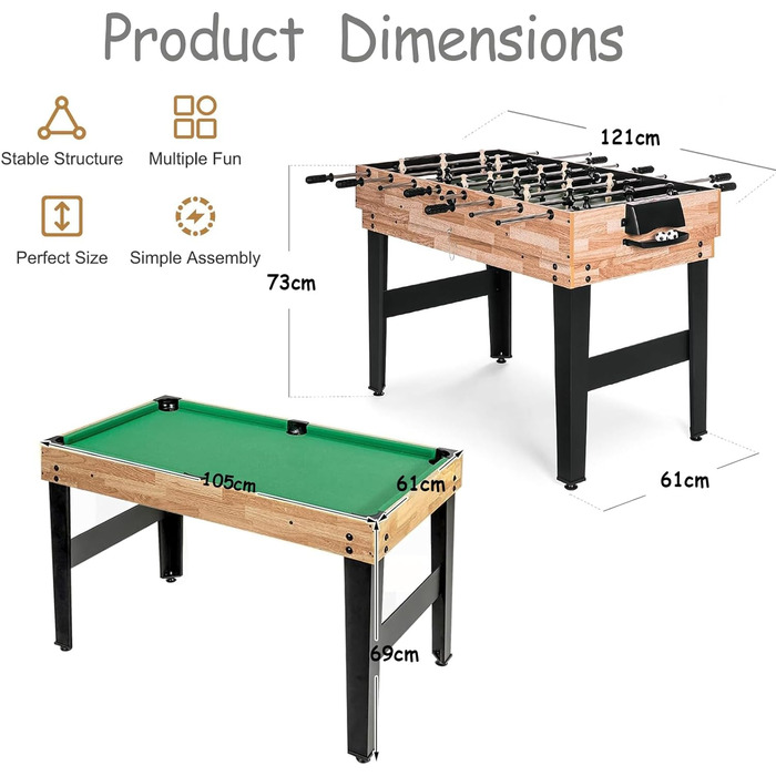 Дитячий ігровий стіл 4 в 1: футбол, хокей, більярд, теніс. Комбінований стіл для дітей та дорослих