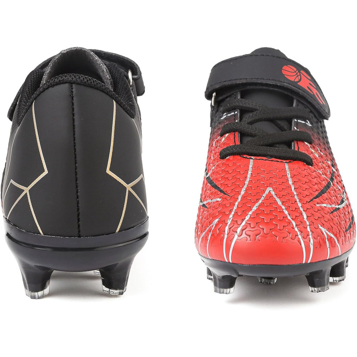 Дитячі футбольні бутси з шипами, професійні, для хлопчиків та дівчаток, чорно-червоні (36 EU)