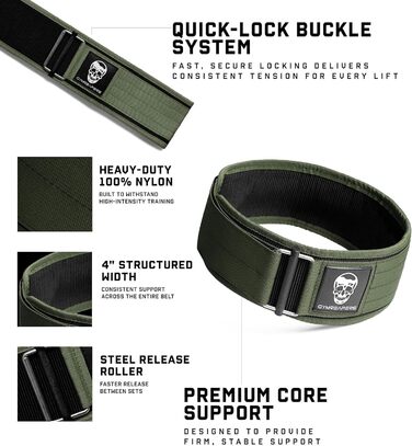 Пояс для важкої атлетики Gymreapers Schnellverschluss (4 дюйми, неопрен, металевий замок) – зелений, розмір X-Large для бодібілдингу, пауерліфтингу, крос-тренінгу