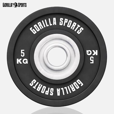Бамперні диски GORILLA SPORTS 50 мм, 5-25 кг, гумовані, чавун, для штанги, олімпійські гирі