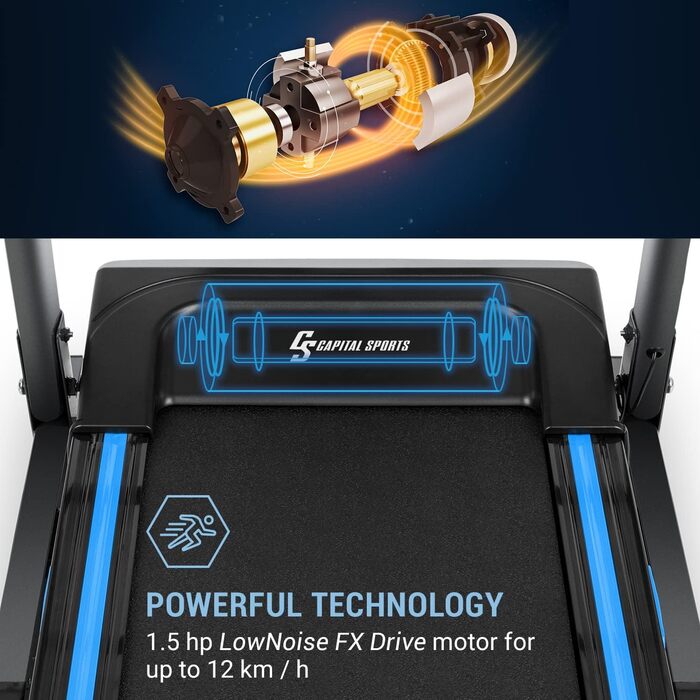 Capital Sports Pacemaker F120 - електричний біговий тренажер для дому з масажною станцією, складний, до 12 км/год