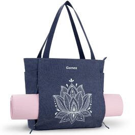 Сумка для йоги Gonex велика, для пілатесу, дорожня, з кишенями, міцна Canvas, з відділенням для килимка, блакитна L