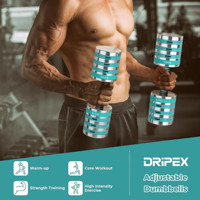 Регульовані гантелі Dripex зі сталевим корпусом і пінною ручкою, 1 пара 5 кг або 10 кг, інноваційні гантелі для дому