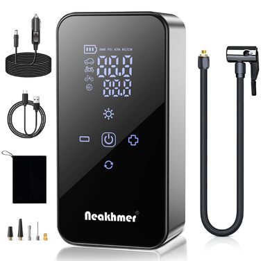 Електричний повітряний насос для велосипеда з акумулятором 150PSI: компресор з акумулятором 6000mAh, манометром для велосипедів, мотоциклів та автомобілів