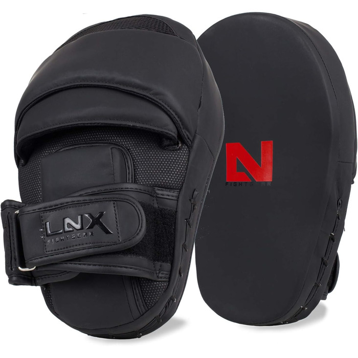 LNX Пади для рук Performance Pro, матові, чорні, вигнуті, для професійного тренування з боксу, кікбоксингу, муай-тай, MMA