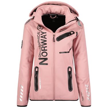 Жіноча мембранна куртка Softshell Geographical Norway Outdoor — водонепроникна спортивна вітровка для дощу (L, блідо-рожевий з чорним)
