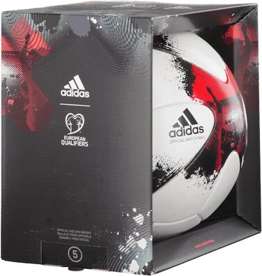 Футбольний м'яч adidas European Qualifier OMB, розмір 5, білий/червоний/чорний