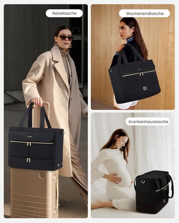 Сумка-трансформер LOVEVOOK для подорожей: 45л, для спорту, в аеропорт, пологовий будинок, з відділенням для взуття та мокрих речей (Чорний)