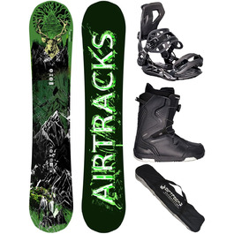 Airtracks Сноуборд-сет для чоловіків Freeride/Freestyle Forest King Carbon Wide Hybrid Rocker + кріплення Master + сноубордчі боти + сумка для сноуборду 153/156/160 см, сноуборд 156 см, боти Strong Atop 44