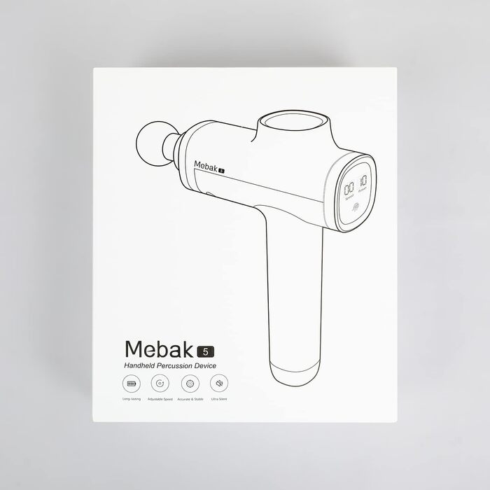 Масажний пістолет Mebak 5, електричний, 2700 уд/хв, 2000 мАг, USB-C, для м'язів, чорний
