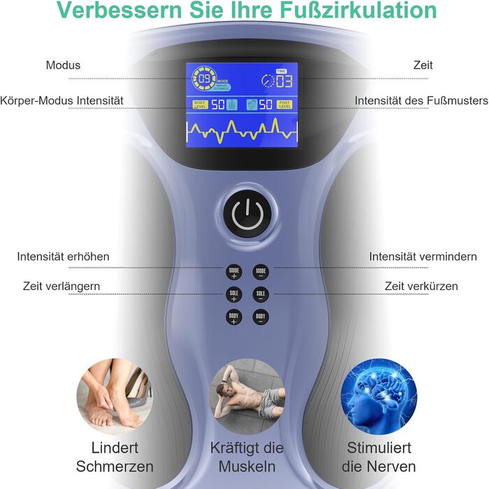 Creliver Medic Pro стимулятор кровообігу для ніг та стоп, EMS і TENS масажер проти втоми та болю, покращує циркуляцію крові, зменшує судоми, сіро-фіолетовий
