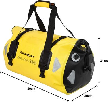 Водонепроникна сумка для подорожей Wild Heart PVC500D 40L, 66L, 100L з регульованим плечовим ременем та внутрішньою кишенею, жовта