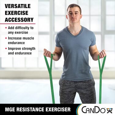 Еспандер стрічковий CanDo Multi-Grip, середній рівень, зелений, фітнес-стрічка для тренувань