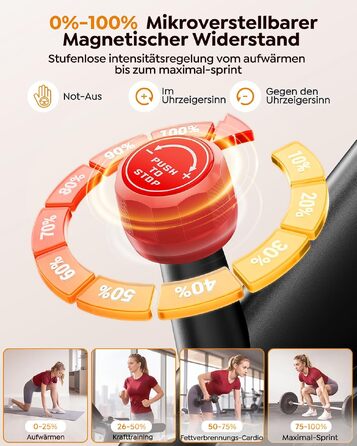 Спінінг-велотренажер Heimtrainer з додатком, магнітним регулятором опору, маховиком 15 кг та LCD-дисплеєм, до 170 кг, червоний