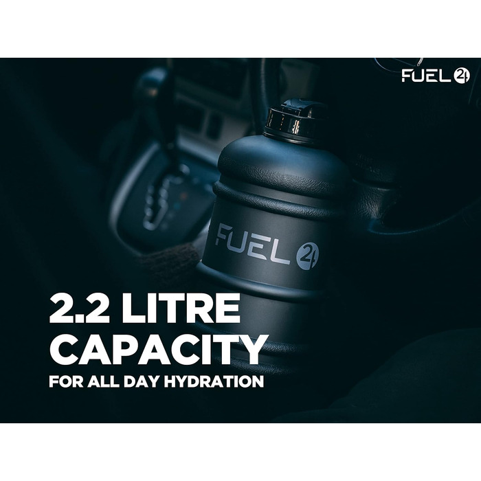 Спортивна пляшка для води Fuel24 на 2,2 л з кришкою Pop-up або трубочкою, велика ємність, без BPA, чорна