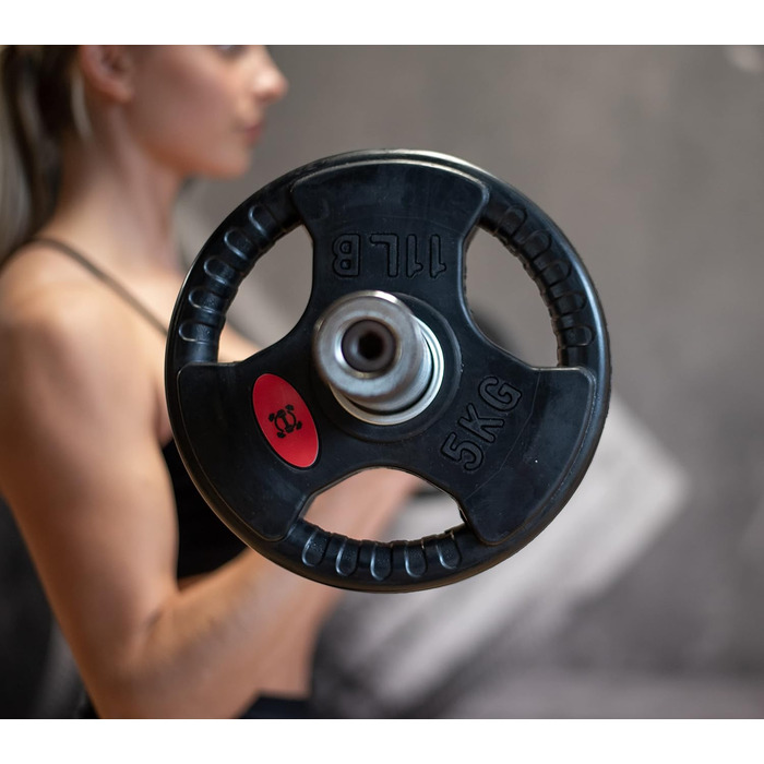 GYM DISTRICT Диски для штанги 50 мм, гумовані, чавунні, з ручками, набір 10 кг (2×5 кг), для олімпійської штанги, тренування вдома