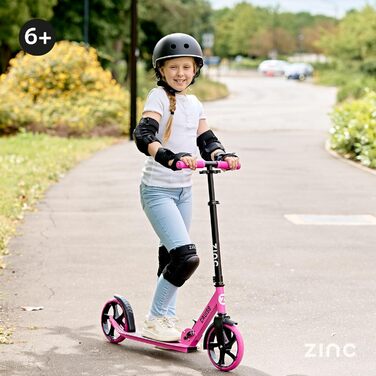 Самокат дитячий Zinc Big Wheel Pink/Black для дітей від 6 років, складаний, колеса 200мм, гальмо, до 100 кг