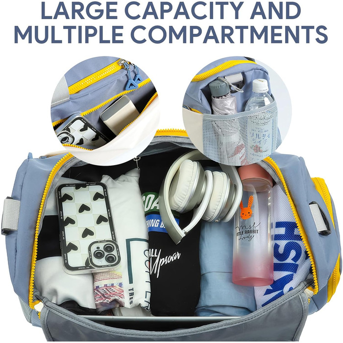 Спортивна сумка для жінок, велика, XL, 52x24x27 см, для спортзалу, подорожей, вихідних, клініки (біла)