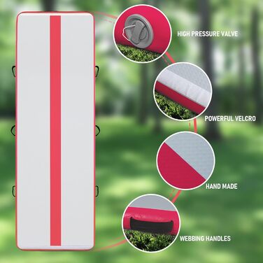 Гімнастичний мат Tuxedo Sailor Air Matte 10 см, надувний, з електричною помпою, для дому, спортзалу, йоги, пляжу, рожевий, 1 м