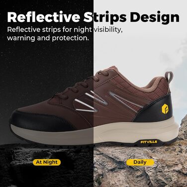 Черевики для хайкінгу FitVille для чоловіків, широкі, водонепроникні, трекінгові, антиковзаючі, для будь-якої погоди, з підтримкою склепіння стопи, розмір 39.5-50, колір коричневий