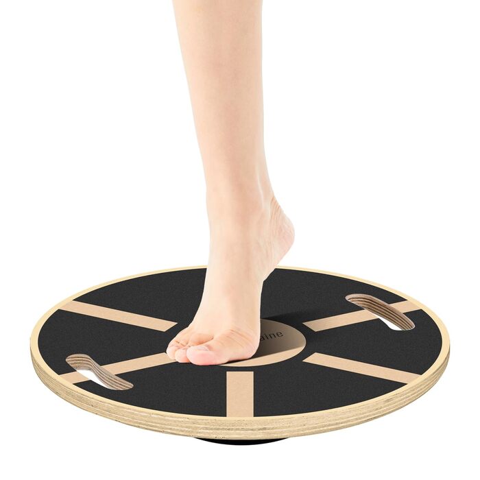 Дерев'яна баланс-дошка з неслизьким основанням, 40 см з ручками для вправ, для дорослих (чорна)