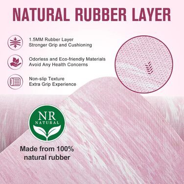 Килимок для йоги Marjar з неслизьким покриттям, фітнес-килимок для занять спортом, 183 x 61 x 0.6-1 см, рожевий