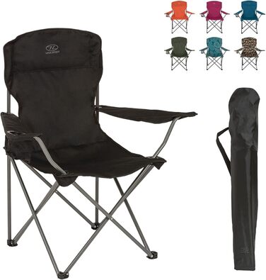 Крісло для кемпінгу Highlander - Легке та міцне туристичне крісло для відпочинку на природі. Підходить для кемпінгу, фестивалів, дачі, риболовлі та відпочинку на пляжі. Чорний колір.