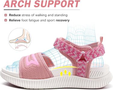 Сандалії жіночі KuaiLu для трекінгу та відпочинку: ортопедичні, з регулюванням на липучці, рожеві (39 EU)