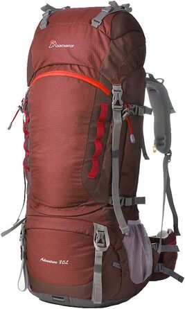 MOUNTAINTOP туристичний рюкзак 80 л з дощовиком для чоловіків і жінок, великий рюкзак для подорожей, кемпінгу та трекінгу, бордовий
